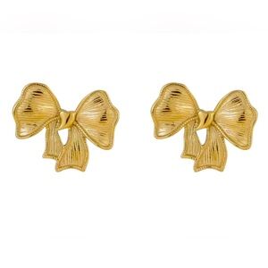 Gold Bow Stud Earrings Stainless Steel